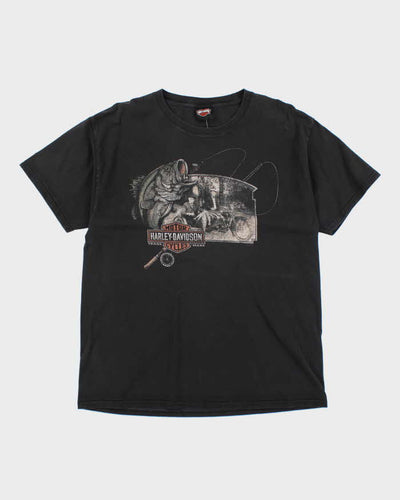 Vintage Harley Davidson Fishing Graphic T-Shirt - L