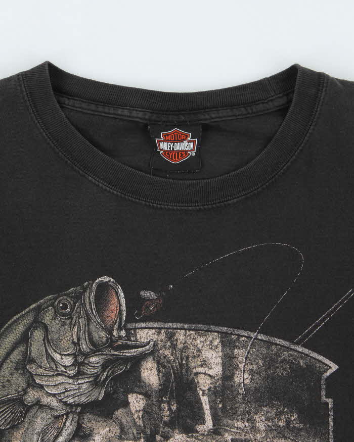 Vintage Harley Davidson Fishing Graphic T-Shirt - L
