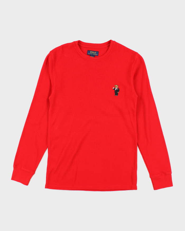 Vintage Polo Ralph Lauren Red Waffle Long Sleeve T-shirt - S