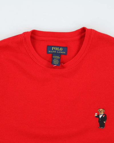 Vintage Polo Ralph Lauren Red Waffle Long Sleeve T-shirt - S