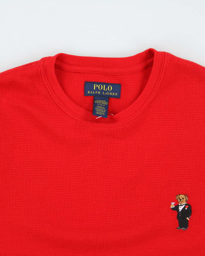 Vintage Polo Ralph Lauren Red Waffle Long Sleeve T-shirt - S
