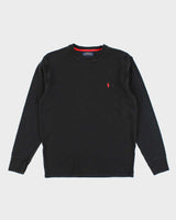 Vintage Polo Ralph Lauren Black Waffle Long Sleeve T-shirt - M
