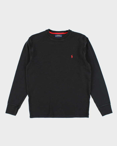 Vintage Polo Ralph Lauren Black Waffle Long Sleeve T-shirt - M