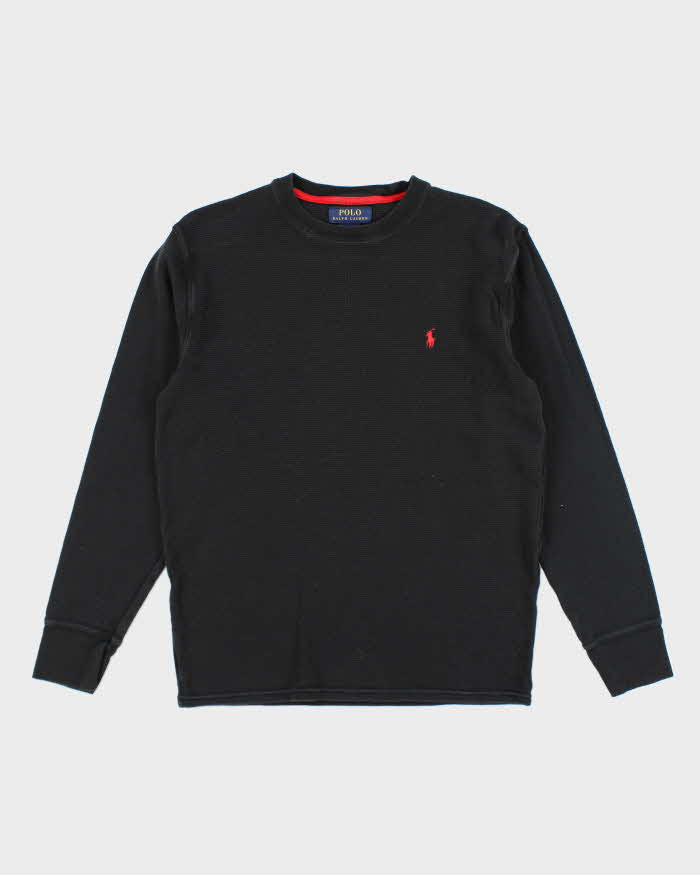 Vintage Polo Ralph Lauren Black Waffle Long Sleeve T-shirt - M