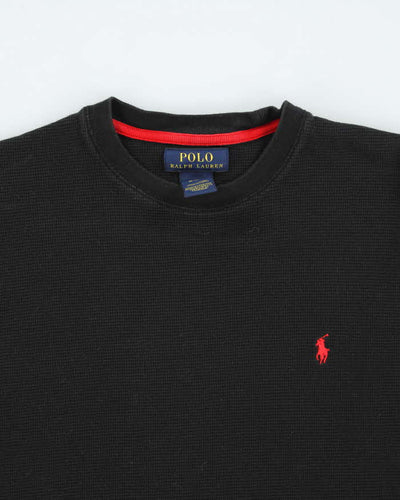 Vintage Polo Ralph Lauren Black Waffle Long Sleeve T-shirt - M