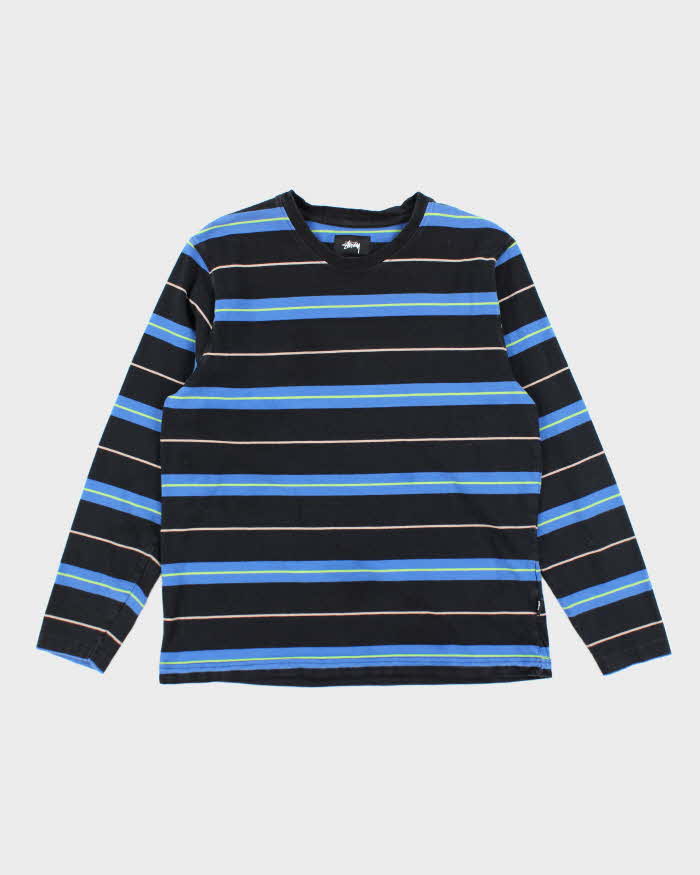 Vintage 00s Stussy Striped Long Sleeve T-shirt - S