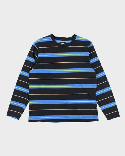 Vintage 00s Stussy Striped Long Sleeve T-shirt - S