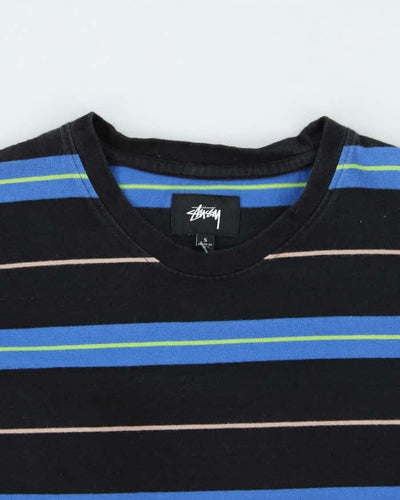 Vintage 00s Stussy Striped Long Sleeve T-shirt - S