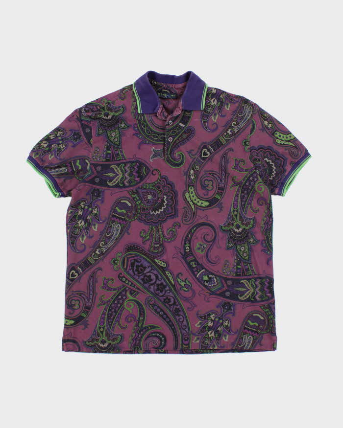 Vintage 00s Etro Paisley Pattern Polo Shirt - XL