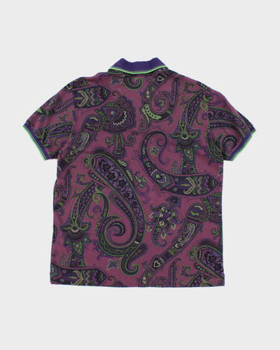 Vintage 00s Etro Paisley Pattern Polo Shirt - XL