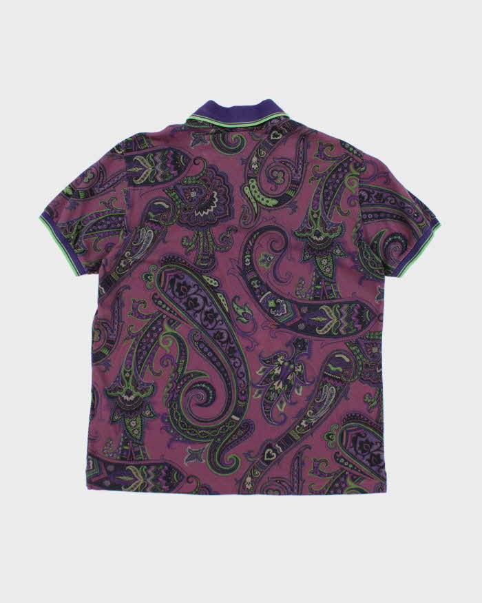 Vintage 00s Etro Paisley Pattern Polo Shirt - XL