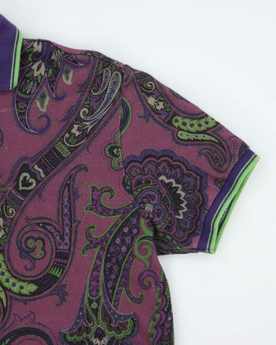Vintage 00s Etro Paisley Pattern Polo Shirt - XL