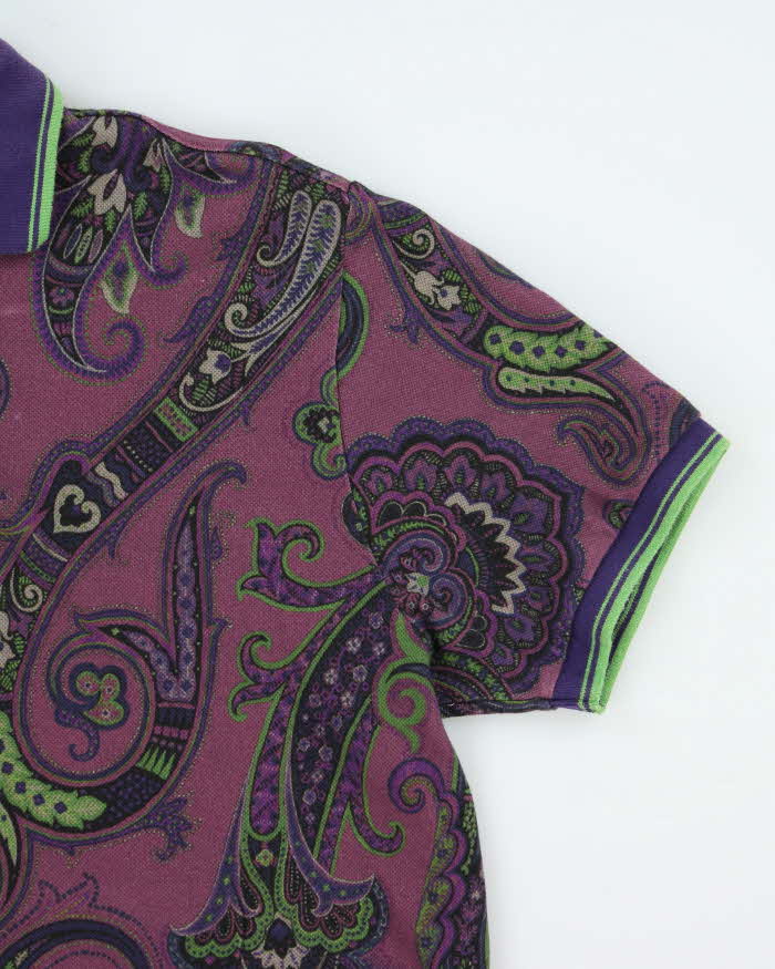Vintage 00s Etro Paisley Pattern Polo Shirt - XL