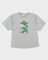 Vintage 90's Dragon Embroidered Oversized T-Shirt - XL