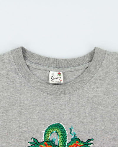 Vintage 90's Dragon Embroidered Oversized T-Shirt - XL