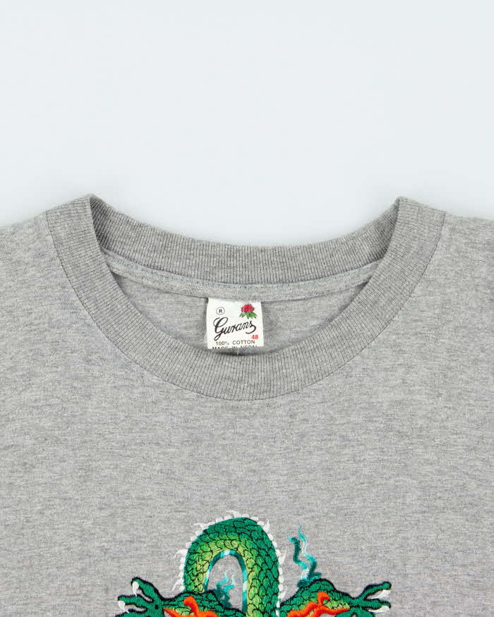 Vintage 90's Dragon Embroidered Oversized T-Shirt - XL