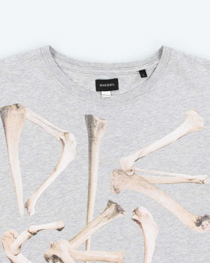 Vintage Y2K Diesel Bone Spell Out Graphic T-Shirt - L