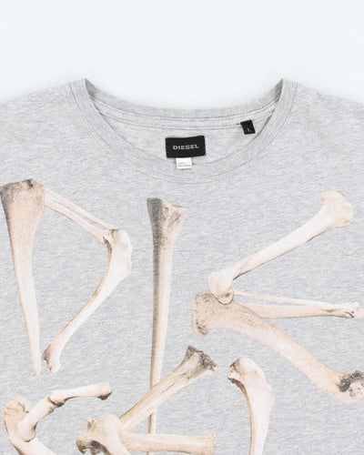 Vintage Y2K Diesel Bone Spell Out Graphic T-Shirt - L