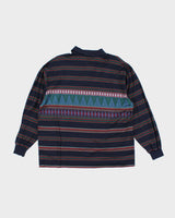 Vintage 90's Balenciaga Patterned Long-sleeved Polo Shirt - L