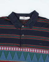 Vintage 90's Balenciaga Patterned Long-sleeved Polo Shirt - L