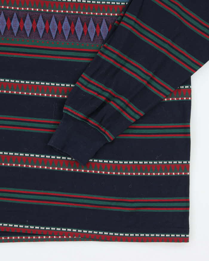 Vintage 90's Balenciaga Patterned Long-sleeved Polo Shirt - L