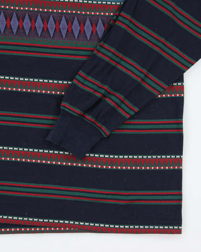Vintage 90's Balenciaga Patterned Long-sleeved Polo Shirt - L
