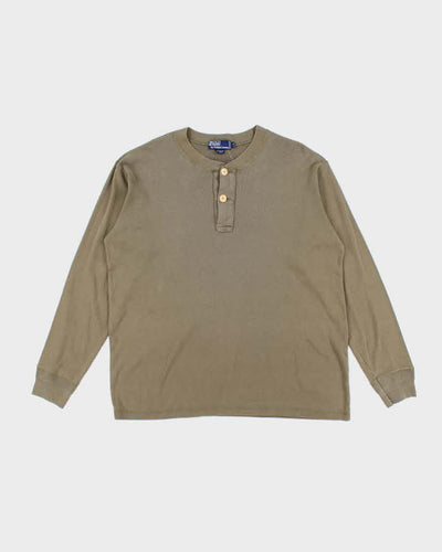 Vintage 2000's Ralph Lauren Quarter Button Waffle Long-sleeved T-Shirt - L