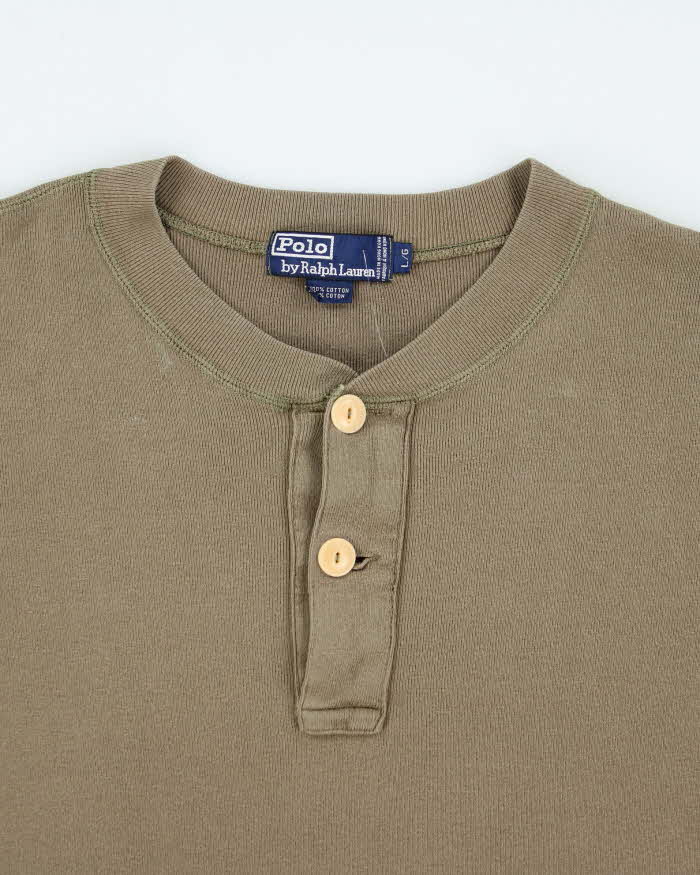 Vintage 2000's Ralph Lauren Quarter Button Waffle Long-sleeved T-Shirt - L