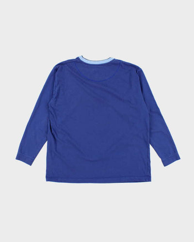 Vintage 90's Nike V-Neck Embroidered Logo Long-sleeved T-Shirt - L