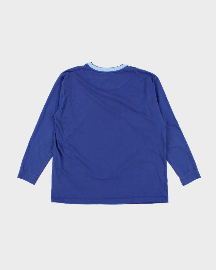 Vintage 90's Nike V-Neck Embroidered Logo Long-sleeved T-Shirt - L