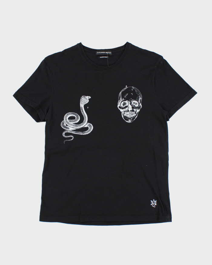 Vintage 2000's Alexander McQueen Skull &amp; Snake Graphic T-Shirt - M