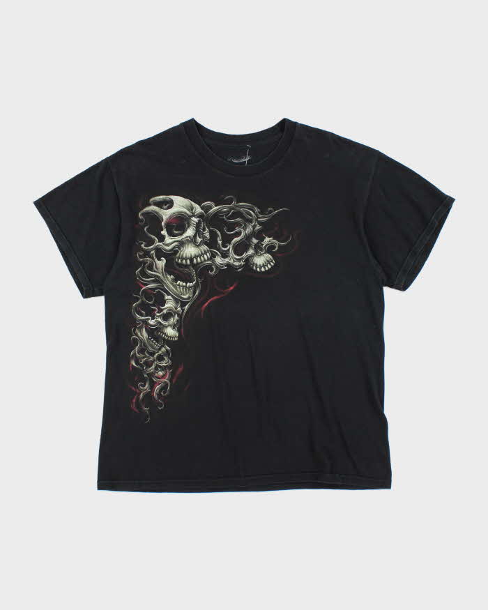 Vintage Y2K Multiple Skulls Graphic T-Shirt - L