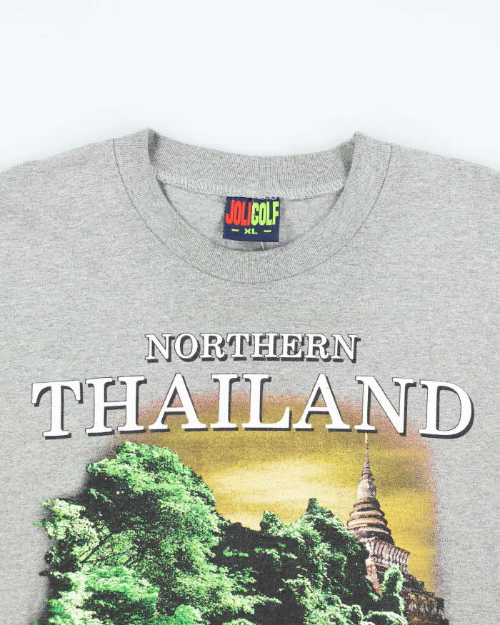 Vintage Y2K Northern Thailand Elephants Souvenir Graphic T-Shirt - XL