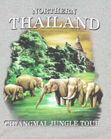 Vintage Y2K Northern Thailand Elephants Souvenir Graphic T-Shirt - XL