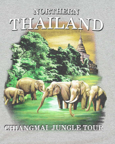 Vintage Y2K Northern Thailand Elephants Souvenir Graphic T-Shirt - XL