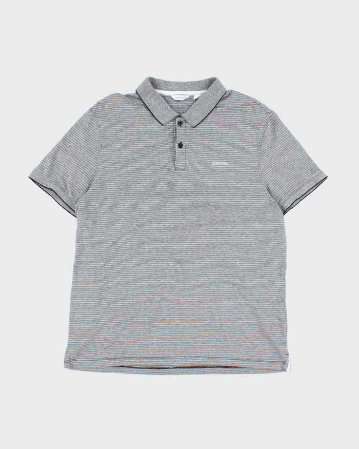 Vintage Calvin Klein Striped Polo Shirt - L