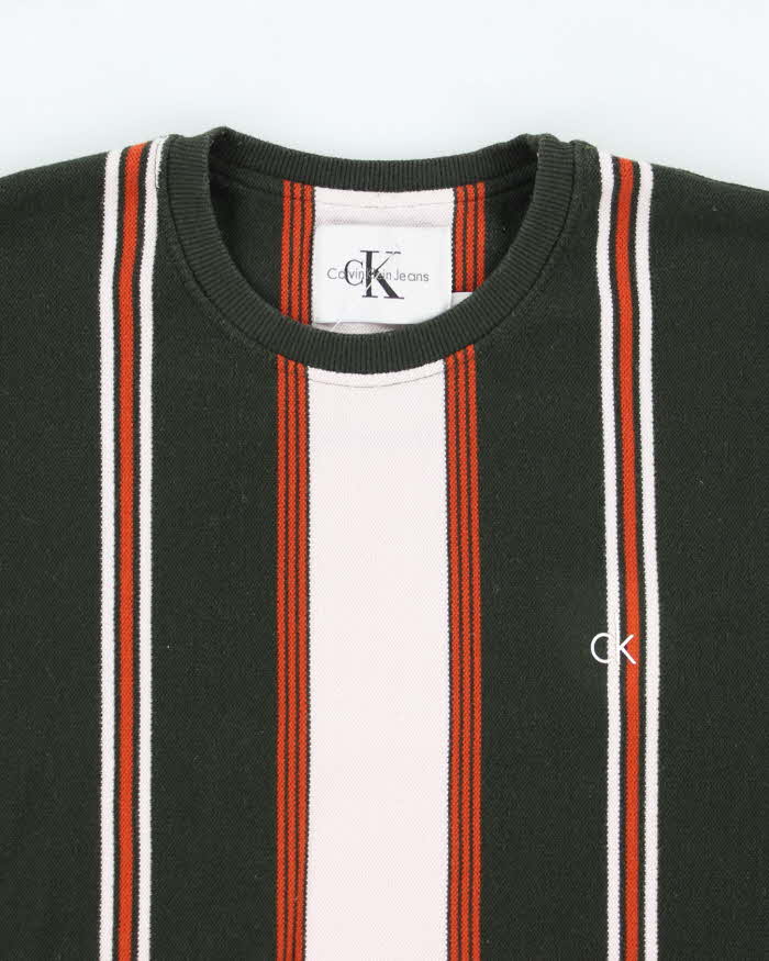 Vintage 2000's Calvin Klein Striped Long-sleeved T-Shirt - L