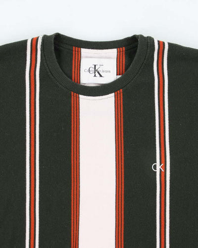 Vintage 2000's Calvin Klein Striped Long-sleeved T-Shirt - L
