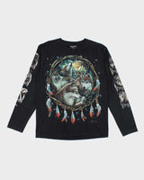 Vintage Y2K Wolf Pack Graphic Long-sleeve T-Shirt - M