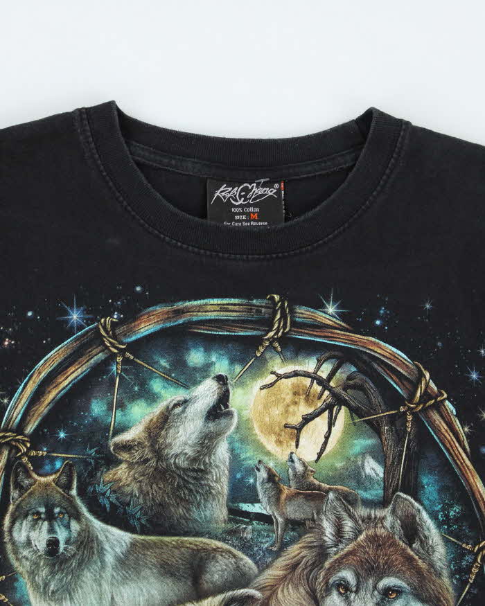 Vintage Y2K Wolf Pack Graphic Long-sleeve T-Shirt - M