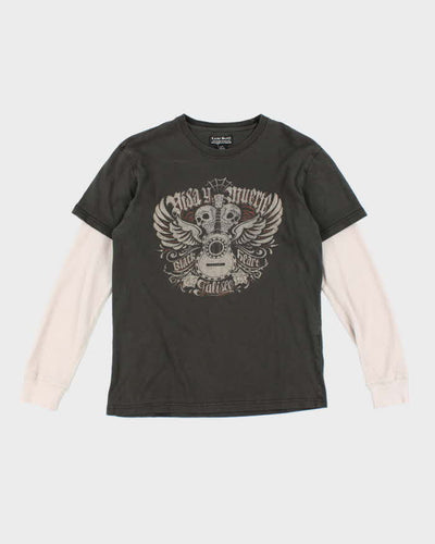 Vintage Y2K Lucky Brand Grunge Style Long-sleeved T-Shirt - S