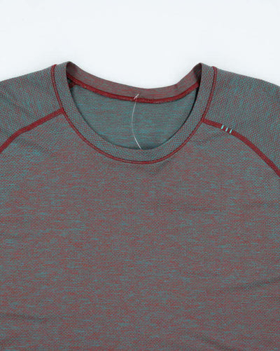 Men's LuluLemon Green & Red Lightweight Sports T-Shirt - L
