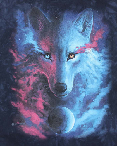 Vintage 00s Galaxy Wolf T-Shirt - L