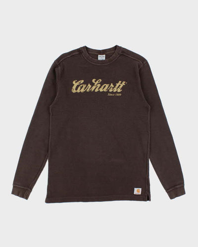 Vintage Carhartt Brown Waffle Long Sleeve T-shirt - S