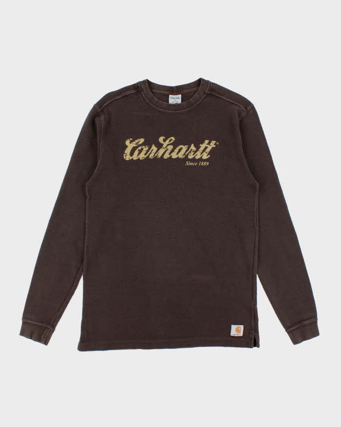 Vintage Carhartt Brown Waffle Long Sleeve T-shirt - S