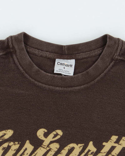 Vintage Carhartt Brown Waffle Long Sleeve T-shirt - S