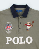 Vintage 2000's Ralph Lauren Polo Embroidered Bear Long-sleeved Polo Shirt - M