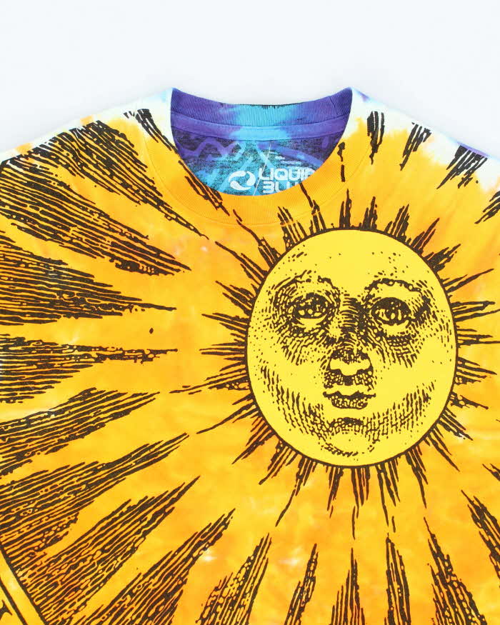 Vintage 2000's Liquid Blue All Over Print Sun Graphic T-Shirt - M