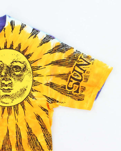 Vintage 2000's Liquid Blue All Over Print Sun Graphic T-Shirt - M