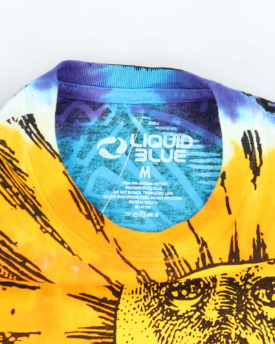 Vintage 2000's Liquid Blue All Over Print Sun Graphic T-Shirt - M